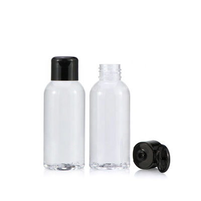 Chapeaux à pression transparents de noir de 100ml Flip Top Plastic Bottles With